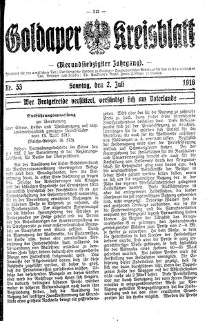 Goldaper Kreisblatt vom 02.07.1916