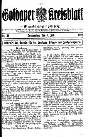 Goldaper Kreisblatt vom 06.07.1916