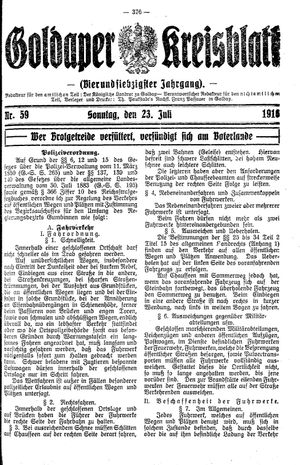 Goldaper Kreisblatt vom 23.07.1916