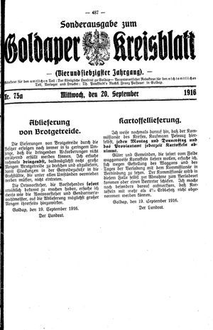 Goldaper Kreisblatt vom 20.09.1916