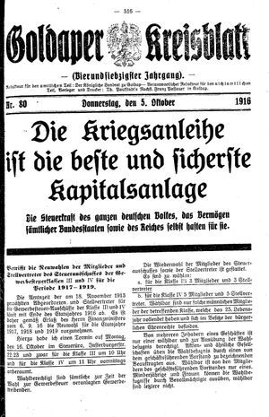 Goldaper Kreisblatt vom 05.10.1916