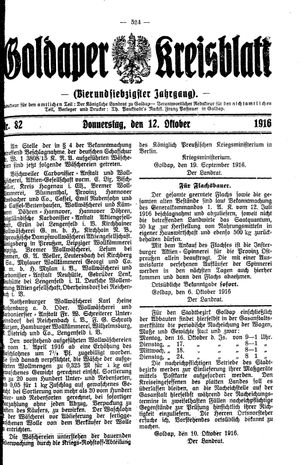 Goldaper Kreisblatt vom 12.10.1916