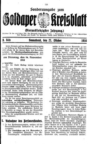 Goldaper Kreisblatt vom 21.10.1916