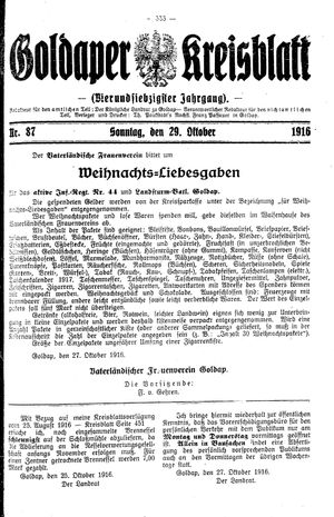 Goldaper Kreisblatt vom 29.10.1916