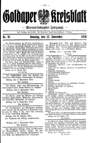 Goldaper Kreisblatt vom 12.11.1916