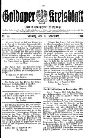 Goldaper Kreisblatt vom 19.11.1916