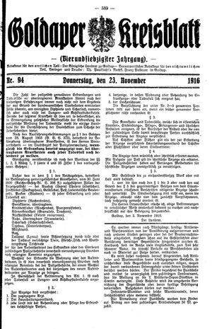 Goldaper Kreisblatt vom 23.11.1916