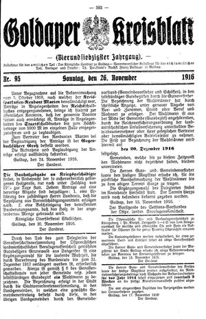 Goldaper Kreisblatt on Nov 26, 1916