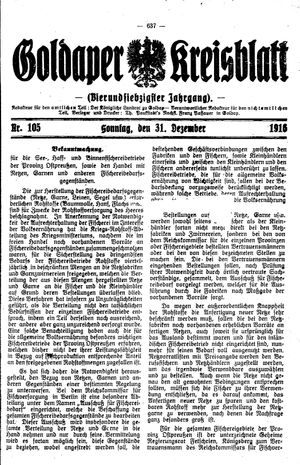 Goldaper Kreisblatt vom 31.12.1916