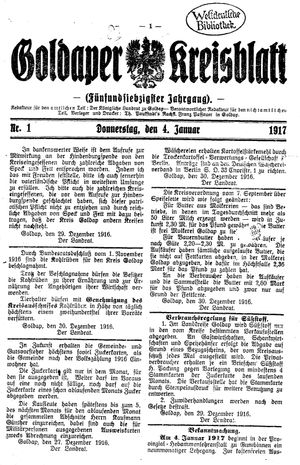 Goldaper Kreisblatt vom 04.01.1917