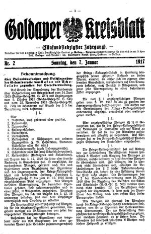 Goldaper Kreisblatt vom 07.01.1917
