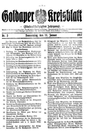 Goldaper Kreisblatt vom 11.01.1917