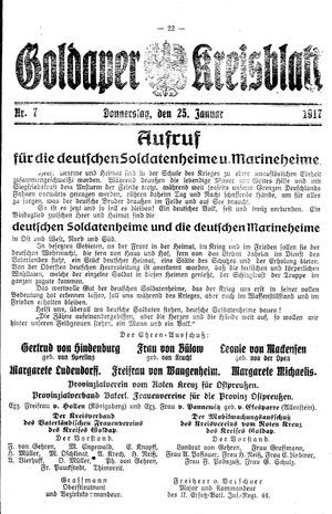 Goldaper Kreisblatt vom 25.01.1917