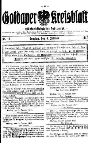 Goldaper Kreisblatt vom 04.02.1917