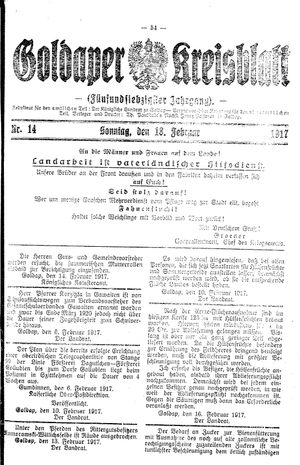 Goldaper Kreisblatt on Feb 18, 1917