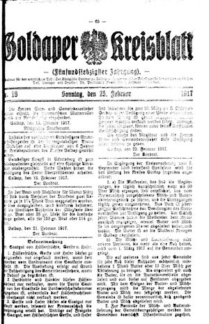 Goldaper Kreisblatt vom 25.02.1917