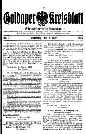 Goldaper Kreisblatt on Mar 1, 1917