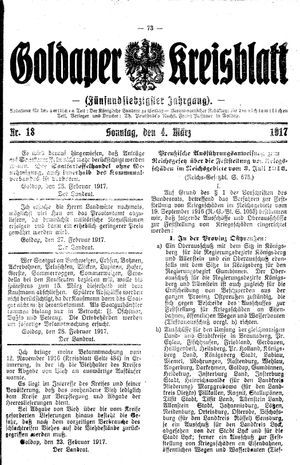 Goldaper Kreisblatt on Mar 4, 1917