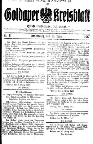 Goldaper Kreisblatt vom 15.03.1917