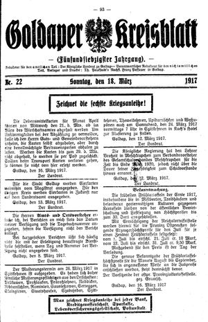 Goldaper Kreisblatt vom 18.03.1917