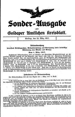 Goldaper Kreisblatt vom 23.03.1917