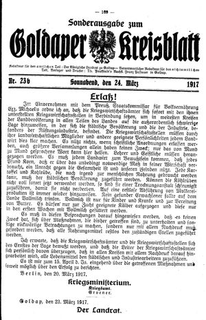 Goldaper Kreisblatt on Mar 24, 1917