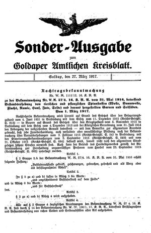 Goldaper Kreisblatt vom 27.03.1917