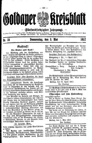 Goldaper Kreisblatt vom 03.05.1917
