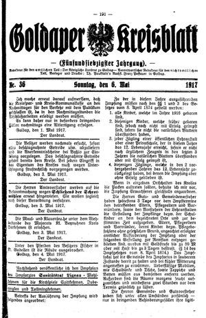 Goldaper Kreisblatt vom 06.05.1917