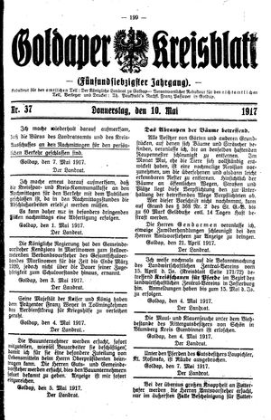 Goldaper Kreisblatt vom 10.05.1917