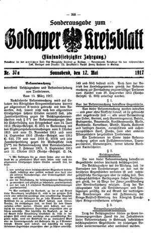 Goldaper Kreisblatt vom 12.05.1917