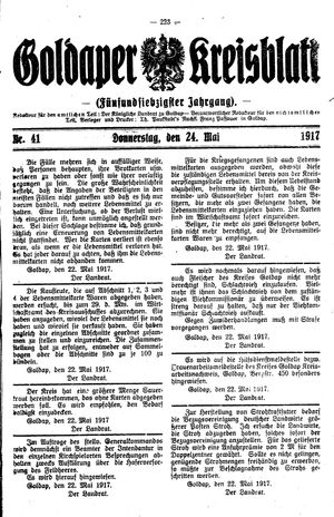 Goldaper Kreisblatt vom 24.05.1917