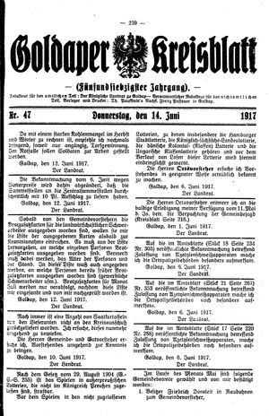 Goldaper Kreisblatt vom 14.06.1917