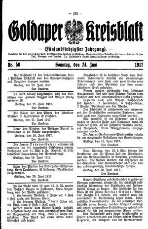 Goldaper Kreisblatt vom 24.06.1917