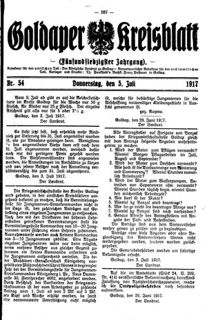 Goldaper Kreisblatt vom 05.07.1917