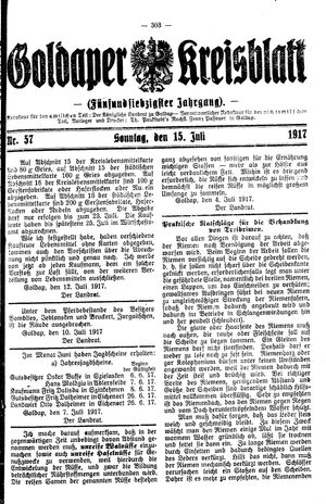 Goldaper Kreisblatt vom 15.07.1917