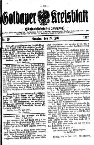 Goldaper Kreisblatt vom 22.07.1917
