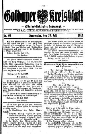 Goldaper Kreisblatt vom 26.07.1917