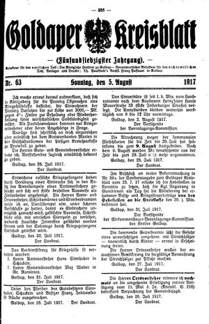 Goldaper Kreisblatt vom 05.08.1917