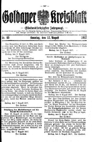 Goldaper Kreisblatt vom 12.08.1917