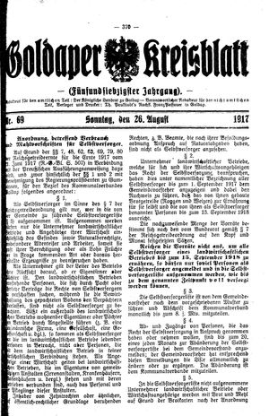 Goldaper Kreisblatt vom 26.08.1917