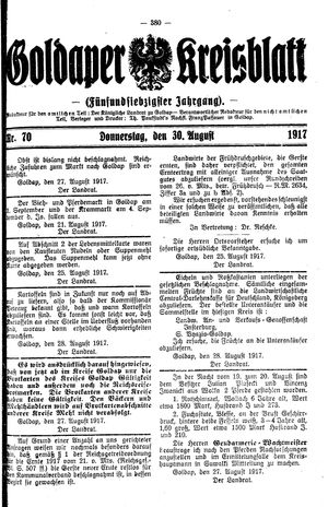 Goldaper Kreisblatt on Aug 30, 1917