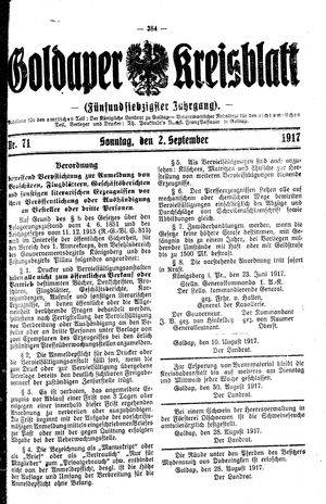 Goldaper Kreisblatt on Sep 2, 1917