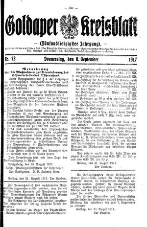 Goldaper Kreisblatt vom 06.09.1917