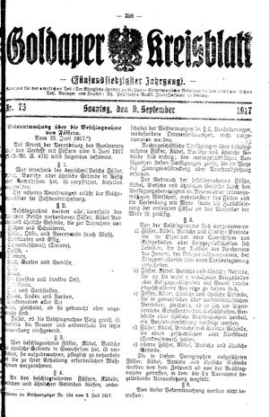 Goldaper Kreisblatt vom 09.09.1917