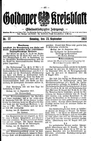 Goldaper Kreisblatt vom 23.09.1917