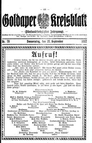 Goldaper Kreisblatt vom 27.09.1917