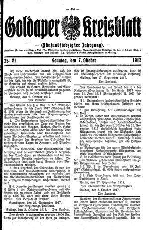 Goldaper Kreisblatt on Oct 7, 1917