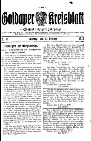 Goldaper Kreisblatt vom 14.10.1917