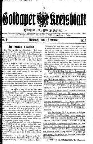 Goldaper Kreisblatt vom 17.10.1917